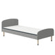 An urban grey single bed with ash legs
