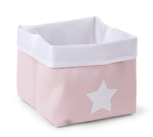 Canvas Medium Storage Basket Soft Pink White